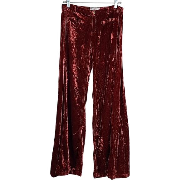 Free People Silk Extreme Wide Leg Velour Size 25 Pants - Picture 3 of 7